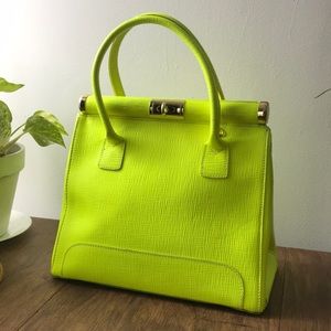 💚Giada Pelle Structured Neon Handbag💚